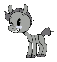 Size: 300x322 | Tagged: safe, artist:lavvythejackalope, imported from derpibooru, oc, oc only, earth pony, pony, animated, colored hooves, earth pony oc, eyes closed, gif, grin, male, one eye closed, pac-man eyes, pacman eyes, simple background, smiling, solo, stallion, style emulation, transparent background, wink