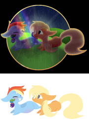 Size: 759x1052 | Tagged: safe, artist:glorymoon, imported from derpibooru, applejack, rainbow dash, earth pony, pegasus, pony, appledash, female, lesbian, mare, pregnant, shipping