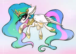 Size: 1497x1067 | Tagged: safe, artist:beamybutt, artist:fruiitypieq, artist:shycookieq, imported from derpibooru, princess celestia, alicorn, pony, collaboration, ear fluff, eyelashes, female, hoof shoes, horn, jewelry, mare, peytral, tiara, wings