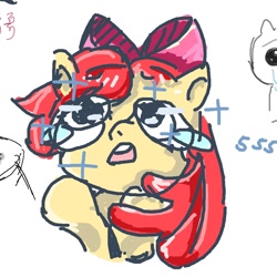 Size: 972x972 | Tagged: artist needed, source needed, safe, artist:fisher80613322, imported from derpibooru, apple bloom, earth pony, pony, crying, female, filly, solo, tears of joy