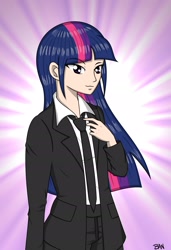 Size: 1796x2628 | Tagged: safe, artist:banquo0, imported from derpibooru, part of a set, twilight sparkle, human, clothes, high res, humanized, necktie, pants, shirt, solo, suit