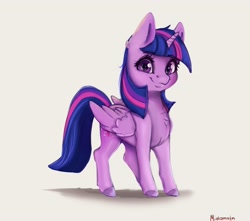 Size: 3210x2844 | Tagged: safe, artist:miokomata, imported from derpibooru, twilight sparkle, alicorn, pony, chest fluff, cute, female, high res, looking at you, mare, simple background, smiling, smiling at you, solo, twiabetes, twilight sparkle (alicorn)