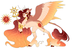 Size: 7092x4844 | Tagged: safe, artist:ohhoneybee, imported from derpibooru, princess celestia, pony, absurd resolution, alternate design, colored wings, multicolored wings, scepter, solo, wings