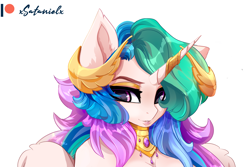 Size: 3777x2521 | Tagged: safe, artist:xsatanielx, imported from derpibooru, princess celestia, anthro, advertisement, female, high res, mare, patreon, patreon logo, patreon preview, paywall content
