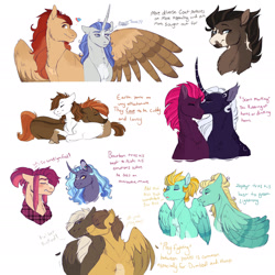 Size: 1920x1918 | Tagged: safe, artist:glorymoon, imported from derpibooru, button mash, dumbbell, hoops, lightning dust, pipsqueak, princess luna, tempest shadow, zephyr breeze, oc, oc:coastal blast, oc:texas hotsprings, pony, alternate design, buttonsqueak, crack shipping, dumbhoops, female, gay, lesbian, lying down, male, older, prone, shipping, straight, tempestluna, zephyrdust