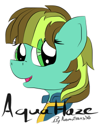 Size: 915x1152 | Tagged: safe, artist:pegasski, imported from derpibooru, oc, oc only, oc:aqua haze, earth pony, pony, fallout equestria, bust, clothes, earth pony oc, eyelashes, female, jumpsuit, mare, simple background, solo, transparent background, vault suit