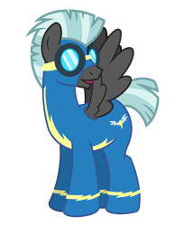 Size: 2600x3200 | Tagged: safe, artist:ponkus, imported from derpibooru, thunderlane, pegasus, pony, aviator goggles, clothes, goggles, high res, looking back, male, simple background, solo, stallion, transparent background, uniform, wonderbolts uniform