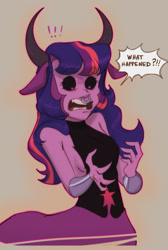 Size: 1280x1903 | Tagged: safe, artist:gloomy-doom, imported from derpibooru, twilight sparkle, centaur, black sclera, centaur twilight, centaurified, female, horns, nose piercing, nose ring, piercing, solo, species swap