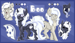 Size: 3500x2000 | Tagged: safe, artist:euspuche, imported from derpibooru, oc, oc only, oc:boo, changeling, sheep, bust, female, full body, fullbody, high res, looking at you, open mouth, reference sheet, smiling, white changeling