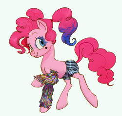 Size: 1200x1147 | Tagged: safe, artist:gloomy-doom, imported from derpibooru, pinkie pie, earth pony, pony, alternate hairstyle, clothes, cosplay, costume, crossover, dc comics, female, harley quinn, mare, pinkie quinn, simple background, solo, white background