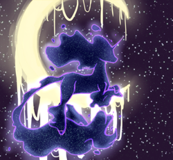 Size: 500x459 | Tagged: safe, artist:stardeki, imported from derpibooru, tantabus, pony, lying down, moon, night, solo