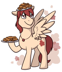 Size: 1280x1490 | Tagged: safe, artist:verikoira, imported from derpibooru, oc, oc only, pegasus, pony, cookie, food, platter, simple background, white background