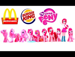 Size: 480x360 | Tagged: safe, imported from derpibooru, pinkie pie, pony, equestria girls, burger king, doll, g3, g4, happy meal, mcdonald's, mcdonald's happy meal toys, my little pony logo, toy