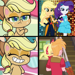 Size: 1300x1300 | Tagged: safe, edit, edited screencap, imported from derpibooru, screencap, applejack, big macintosh, rarity, earth pony, human, pony, do it for the ponygram!, equestria girls, equestria girls series, my little pony: pony life, spoiler:eqg series (season 2), applecest, applejack is not amused, applejack's hat, applemac, bipedal, cowboy hat, crossed arms, duo, duo female, eyes closed, female, gritted teeth, hat, hatless, hotline bling, incest, lesbian, male, meme, missing accessory, rarijack, reaction image, shipping, solo, straight, teeth, unamused