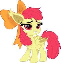 Size: 875x900 | Tagged: safe, artist:cloudyglow, imported from derpibooru, apple bloom, bat pony, bat ponified, bloombat, female, filly, race swap, solo, vector