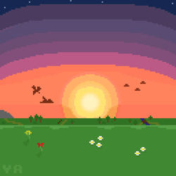 Size: 512x512 | Tagged: safe, artist:valuable ashes, imported from derpibooru, pegasus, pony, cloud, pixel art, scenery, stars, story included, sun, sunset, tree