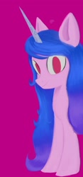 Size: 1520x3256 | Tagged: safe, artist:iron curtain, imported from derpibooru, izzy moonbow, pony, unicorn, g5, gradient mane, looking at you, pink background, simple background, smiling, solo