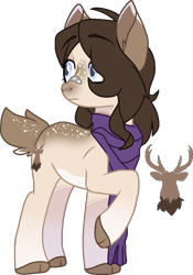 Size: 704x1006 | Tagged: safe, artist:rickysocks, imported from derpibooru, oc, oc only, oc:fawn flood, hybrid, adopted offspring, deer tail, female, mare, offspring, parent:dumbbell, parent:fluttershy, parents:dumbshy, simple background, solo, transparent background