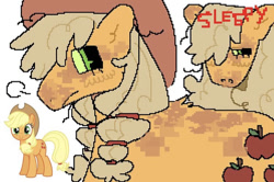 Size: 750x498 | Tagged: safe, artist:spac3chann3l5, imported from derpibooru, applejack, earth pony, pony, alternate design, alternate hairstyle, cowboy hat, hat, markings, text