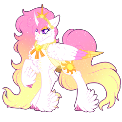 Size: 3000x3000 | Tagged: safe, artist:gingygin, imported from derpibooru, princess celestia, pony, alternate design, colored wings, feathered fetlocks, high res, multicolored wings, raised hoof, simple background, solo, transparent background, wings