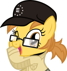 Size: 854x904 | Tagged: safe, artist:pegasski, imported from derpibooru, oc, oc only, oc:anna autumn, earth pony, pony, base used, cap, clothes, female, glasses, hat, mare, simple background, solo, transparent background