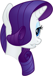 Size: 4500x6447 | Tagged: safe, artist:negatif22, imported from derpibooru, rarity, pony, unicorn, mmmystery on the friendship express, absurd resolution, bust, female, hair over one eye, mare, portrait, simple background, smiling, solo, transparent background, vector