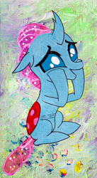 Size: 720x1318 | Tagged: safe, artist:aquilateagle, imported from derpibooru, ocellus, changedling, changeling, cute, diaocelles, female, happy, painting, solo, squishy cheeks, teenager