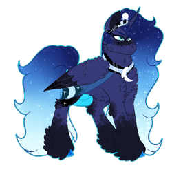 Size: 3000x3000 | Tagged: safe, artist:gingygin, imported from derpibooru, princess luna, pony, alternate design, fluffy, high res, simple background, solo, transparent background, two toned wings, wings
