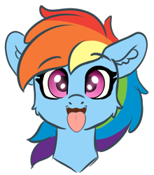 Size: 2151x2447 | Tagged: safe, artist:yelowcrom, imported from derpibooru, rainbow dash, pegasus, pony, bust, cheek fluff, cute, dashabetes, ear fluff, female, high res, looking at you, mare, open mouth, simple background, solo, tongue out, transparent background