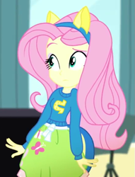 Size: 439x576 | Tagged: safe, imported from derpibooru, screencap, fluttershy, eqg summertime shorts, equestria girls, steps of pep, confused, cropped, solo, wondercolts uniform