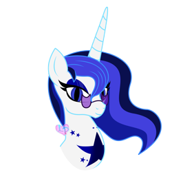 Size: 2000x2000 | Tagged: safe, artist:lovinglypromise, imported from derpibooru, oc, oc only, oc:waterdrop, pony, unicorn, bust, female, high res, mare, portrait, simple background, solo, sunglasses, transparent background