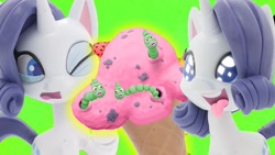 Size: 1280x720 | Tagged: safe, imported from derpibooru, screencap, rarity, pony, unicorn, worm, my little pony: stop motion short, 3d, ice cream cone, play doh, rarity's best ice cream ever, stop motion, youtube link, youtube thumbnail