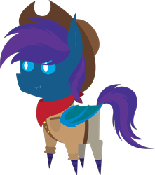 Size: 5795x6548 | Tagged: safe, artist:tikibat, derpibooru exclusive, imported from derpibooru, oc, oc only, oc:stardust, oc:stardust(cosmiceclipse), bat pony, pony, bandana, bat pony oc, bat wings, clothes, cowboy, cowboy hat, ear fluff, fangs, hat, male, membranous wings, simple background, slit eyes, slit pupils, socks, solo, stallion, striped socks, transparent background, wings