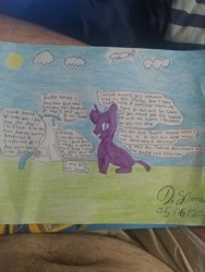 Size: 2448x3264 | Tagged: safe, artist:iloveponies, imported from derpibooru, oc, oc only, alicorn, pony, unicorn, alicorn oc, high res, horn, photo, plane, signature, speech, speech bubble, talking, traditional art, wings