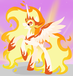 Size: 2401x2497 | Tagged: safe, artist:hellishnya, imported from derpibooru, daybreaker, alicorn, pony, armor, female, high res, lidded eyes, mare, open mouth, rearing, solo, wings
