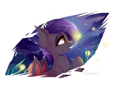 Size: 3600x2592 | Tagged: source needed, safe, artist:xsatanielx, imported from derpibooru, oc, oc only, oc:dawn sentry, bat pony, firefly (insect), insect, pony, bat wings, female, high res, mare, moon, night, solo, wings
