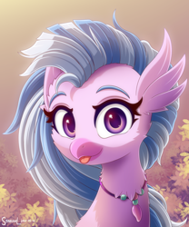 Size: 2000x2400 | Tagged: safe, artist:symbianl, imported from derpibooru, silverstream, classical hippogriff, hippogriff, :p, bust, cheek fluff, cute, diastreamies, female, high res, looking at you, portrait, solo, tongue out