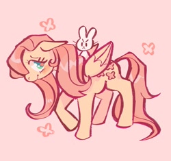 Size: 1887x1776 | Tagged: safe, artist:kindofmax, imported from derpibooru, angel bunny, fluttershy, pegasus, pony, rabbit, angel is a bunny bastard, animal, februpony, female, mare, pink background, simple background