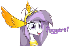 Size: 3177x2048 | Tagged: safe, artist:czu, imported from derpibooru, oc, oc only, oc:athena, oc:athena (shawn keller), pegasus, pony, bust, female, guardians of pondonia, high res, jewelry, mare, meme, necklace, open mouth, poggers, regalia, simple background, solo, transparent background