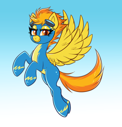 Size: 3980x4148 | Tagged: safe, artist:confetticakez, imported from derpibooru, spitfire, pegasus, pony, clothes, cute, cutefire, flying, goggles, looking at you, sexy, simple background, solo, spread wings, stupid sexy spitfire, uniform, wings, wonderbolts uniform