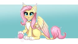 Size: 7680x4320 | Tagged: safe, artist:confetticakez, imported from derpibooru, fluttershy, sphinx, :3, :p, behaving like a cat, bell, bell collar, blushing, cat bell, cheek fluff, chest fluff, coat markings, collar, cute, daaaaaaaaaaaw, ear fluff, fluttersphinx, leonine tail, looking at you, open mouth, pale belly, pet collar, shyabetes, sitting, socks (coat markings), solo, species swap, sphinxified, tongue out, two toned wings, wings, yarn, yarn ball