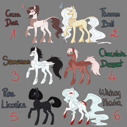 Size: 2160x2160 | Tagged: safe, artist:emalajissda, imported from derpibooru, oc, oc only, earth pony, pegasus, pony, unicorn, chest fluff, ear fluff, earth pony oc, gray background, high res, hoof fluff, horn, leonine tail, pegasus oc, simple background, unicorn oc, wings