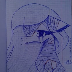 Size: 1080x1080 | Tagged: safe, artist:shards_of_black_glass, imported from derpibooru, oc, oc only, earth pony, pony, bandage, bust, crying, earth pony oc, eyelashes, solo, traditional art