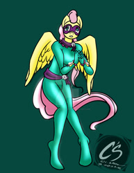 Size: 1024x1326 | Tagged: safe, artist:adhiguna, artist:johnathon-matthews, imported from derpibooru, fluttershy, saddle rager, anthro, pegasus, unguligrade anthro, breasts, busty fluttershy, commission, deviantart watermark, obtrusive watermark, power ponies, watermark