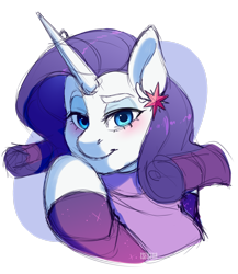 Size: 1920x2208 | Tagged: safe, artist:tsetsera, imported from derpibooru, rarity, anthro, unicorn, blushing, bushy brows, clothes, dress, ear piercing, earring, eyeshadow, female, implied lesbian, implied rarilight, implied shipping, jewelry, makeup, piercing, simple background, solo, thick eyebrows, transparent background