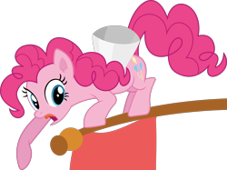 Size: 4000x2994 | Tagged: safe, artist:frownfactory, imported from derpibooru, pinkie pie, earth pony, pony, a friend in deed, female, flag pole, looking at you, mare, megaphone, open mouth, pointing, simple background, solo, transparent background, vector