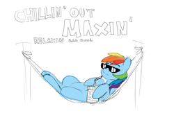 Size: 2475x1709 | Tagged: safe, artist:crade, rainbow dash, pegasus, pony, chill, chillaxing, cool, female, hammock, mare, relaxing, solo, solo female, sunglasses