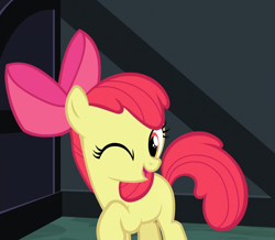 Size: 1216x1058 | Tagged: safe, edit, editor:flutterdashie64, screencap, apple bloom, solo, winking at you