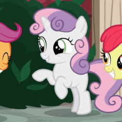 Size: 516x516 | Tagged: safe, edit, edited screencap, editor:flutterdashie64, screencap, apple bloom, scootaloo, sweetie belle, animated, gif