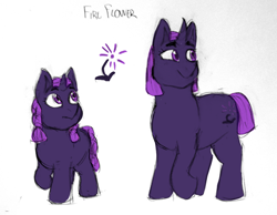 Size: 1280x994 | Tagged: safe, artist:verikoira, imported from derpibooru, oc, oc only, oc:fire flower, pony, unicorn, female, filly, magical lesbian spawn, mare, offspring, parent:tempest shadow, parent:twilight sparkle, parents:tempestlight, solo, traditional art